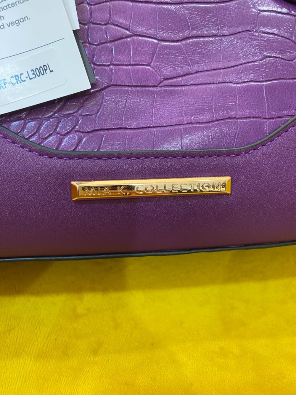 MKF Mia K Collection Purple Croc Embossed Satchel Handbag NWT Vegan Leather - Picture 4 of 9